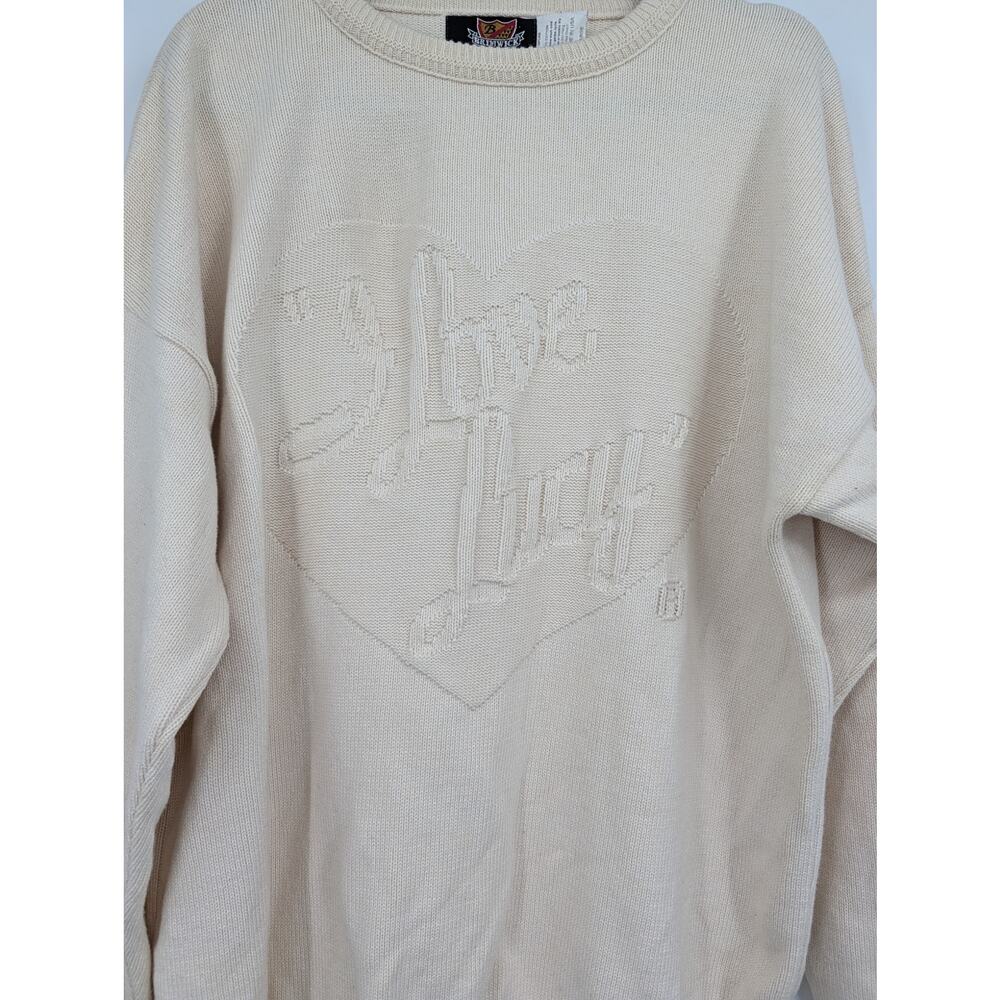Brimwick Made in the USA Men's Large Cream "I Love Lucy" Cotton Sweater Vintage